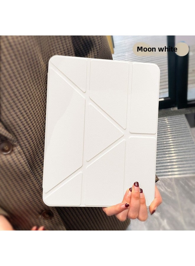 Ipad Protective Case Y Fold Apple Air6 With Pen 10.2 9th Generation Lightweight Simple Tablet Case Pro11/13-Colour:Y-fold Classic And Thin (moon White)-Applicable Model:Ipad Air 2024 Edition( 11inch )